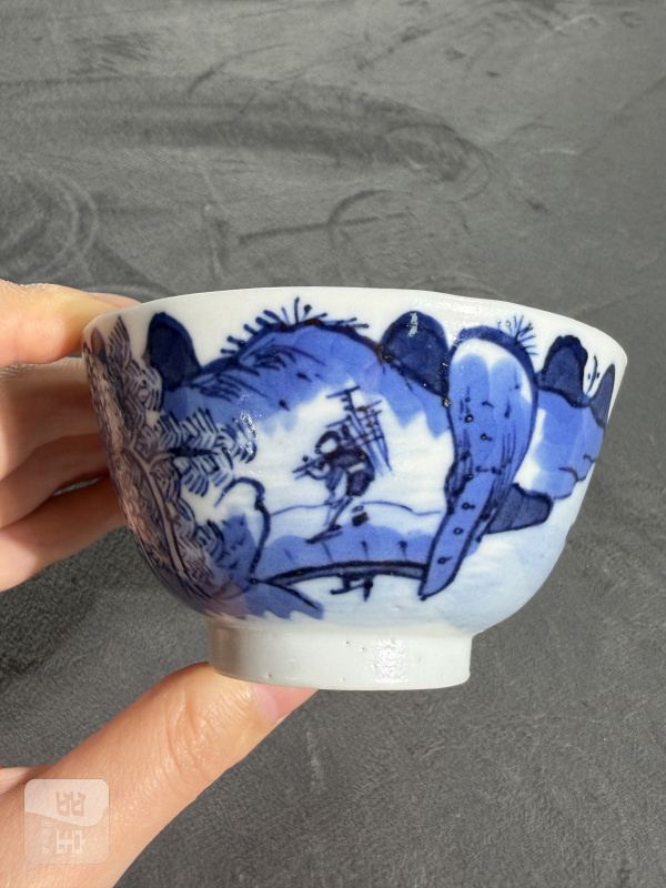 清晚期青花寒江独钓纹杯 - 图5